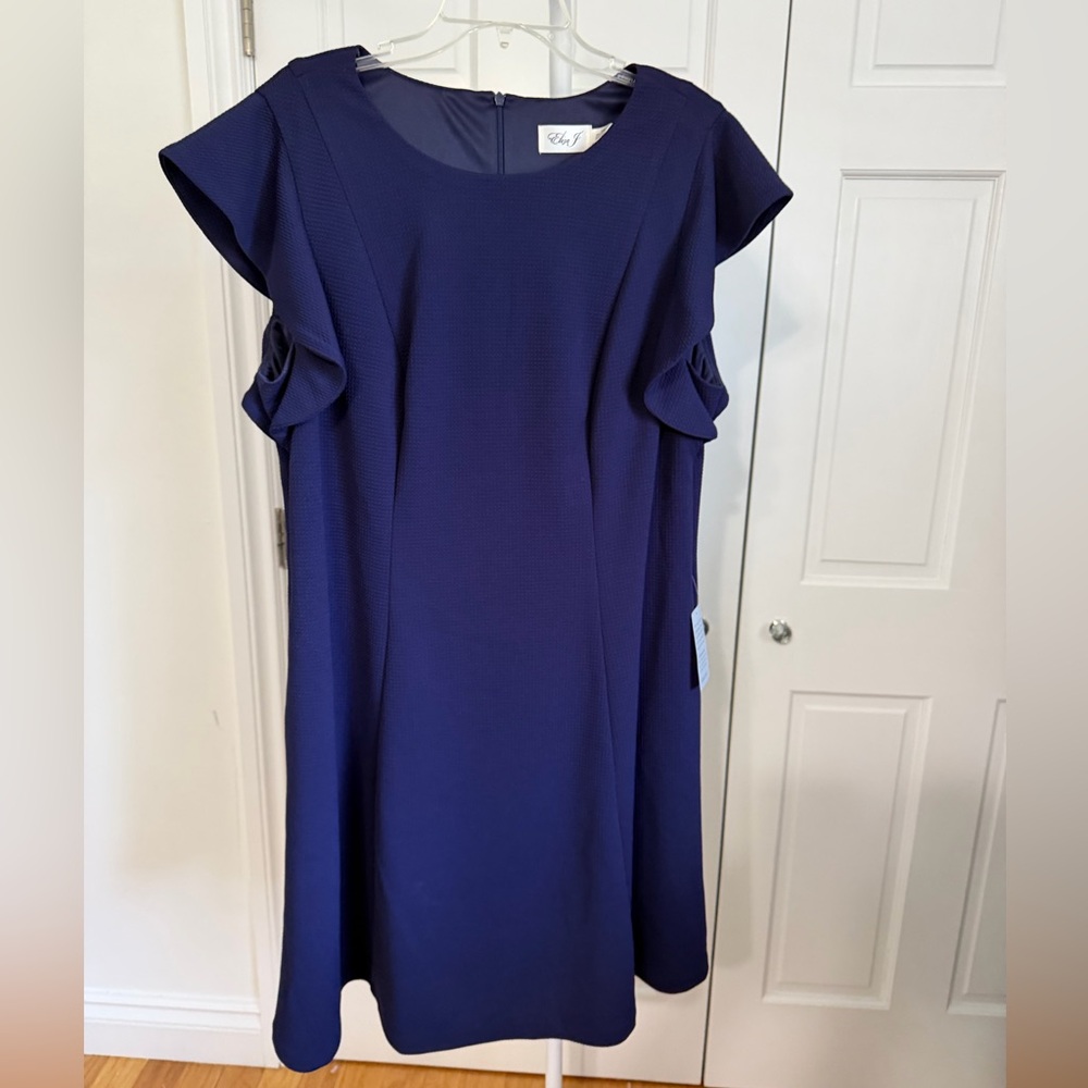 NWT Eliza J Blue Flutter Sleeve Dress Size 16W - Picture 2 of 6